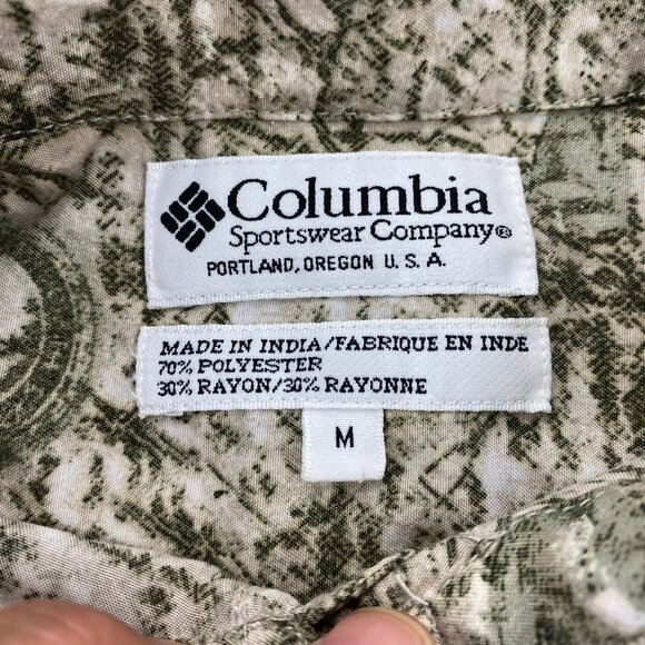 Vintage Columbia Sportswear Company Shirt Men M Brown Green Rayon Button Up Polo - Picture 5 of 8